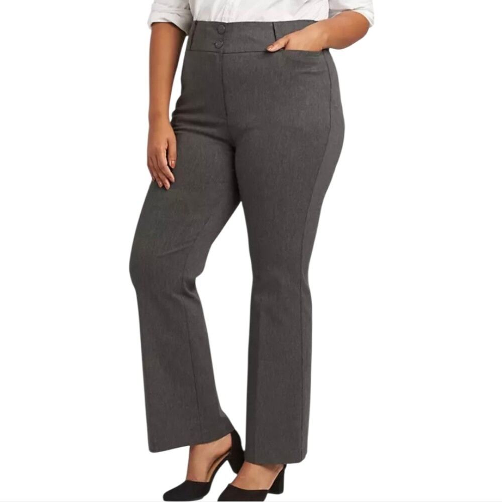 Lane Bryant Gray Flare Leg Dress Pants Career Trousers Business Casual‎ Office
